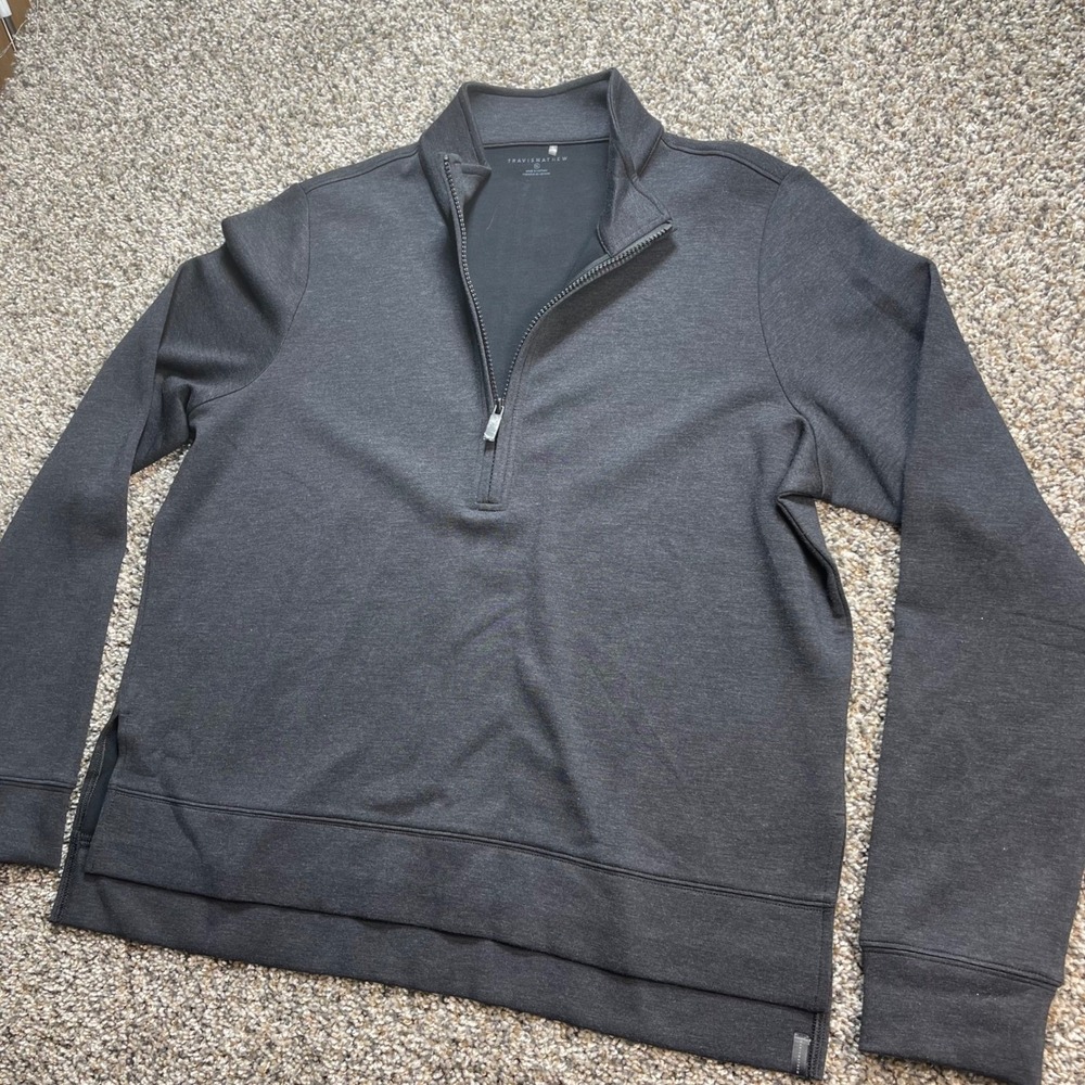 Travis Mathew Men's XL Quarter Zip Pullover Charcoal Grey Heather Golf Sweater